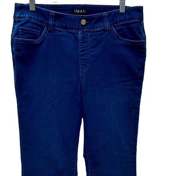 IMAN Bootcut Jeans Women's Size 14 Blue Dark Wash Stretch Pullover Denim EUC - Picture 3 of 9